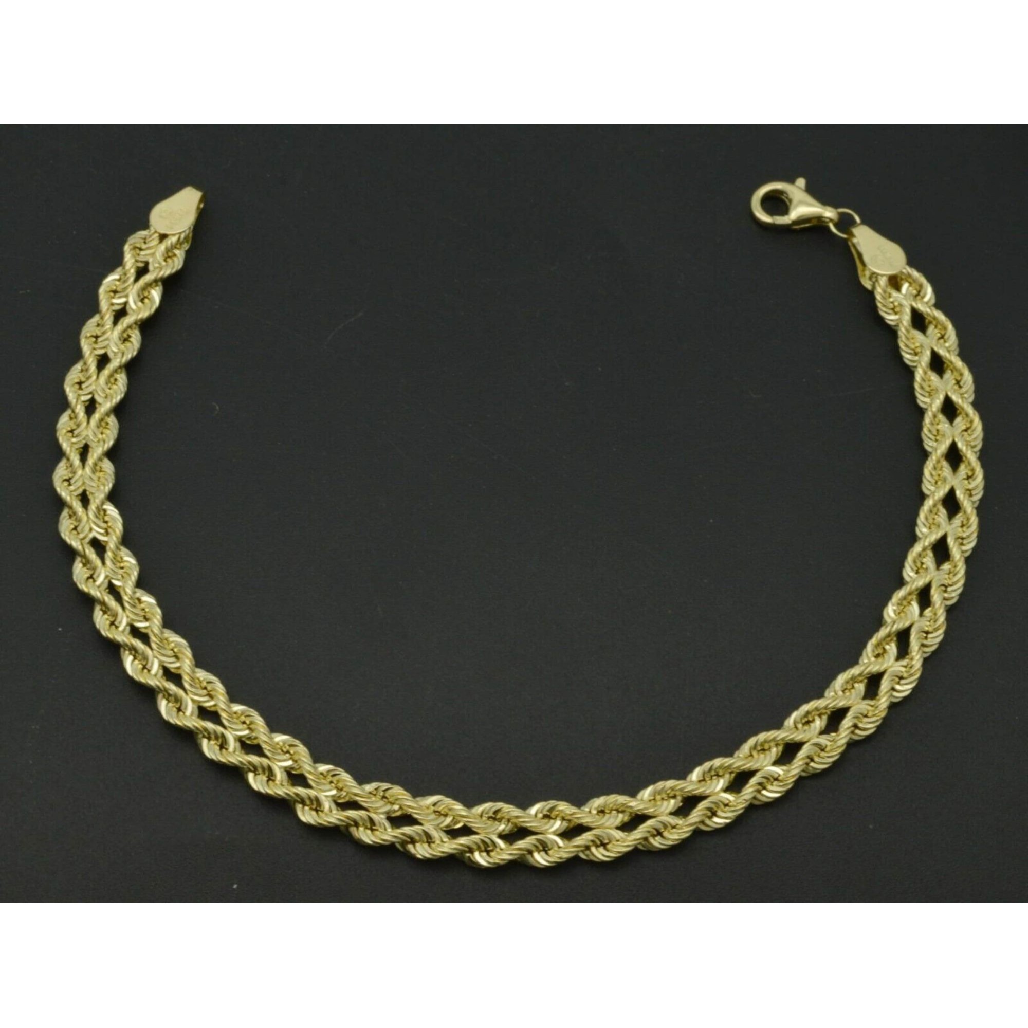 Real 10k Yellow Gold Twist Rope Chain 5mm Bracelet 2.3gr 7 1/4- 8